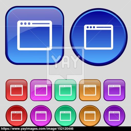 Simple Browser Window Icon Sign A Set Of Twelve Vintage Buttons
