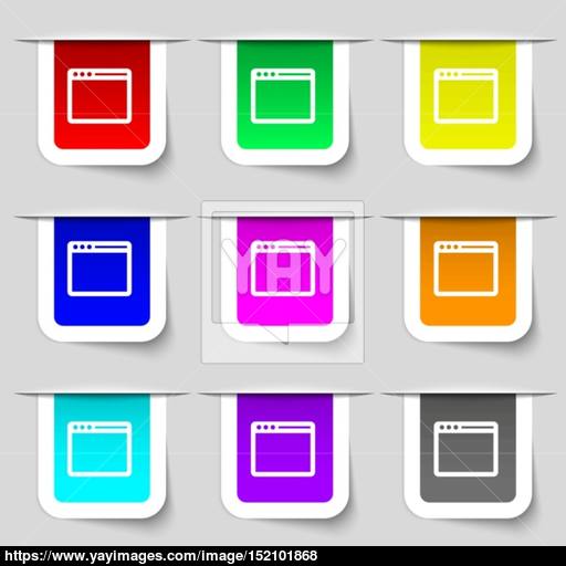 Simple Browser Window Icon Sign Set Of Multicolored Modern Labels