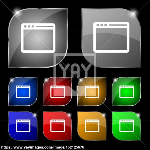 Simple Browser Window Icon Sign Set Of Ten Colorful Buttons