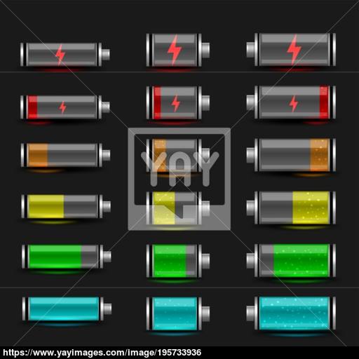 Simple Battery Charge Icon Set Vector