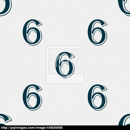 Number Six Icon Sign Seamless Abstract Background With Geometric