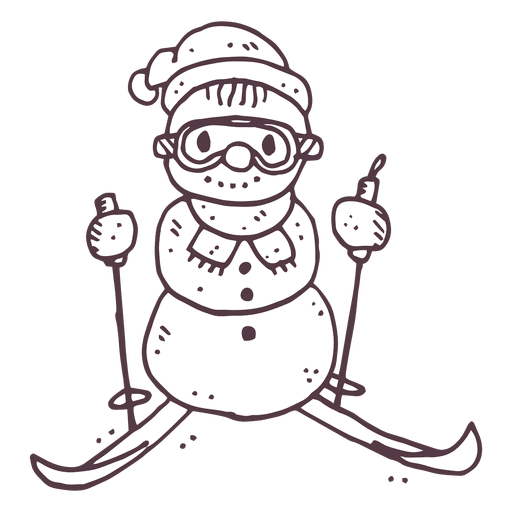 Ski Snowman Hand Drawn Icon