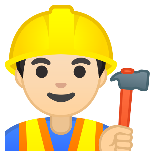Man Construction Worker Light Skin Tone Icon Noto Emoji People