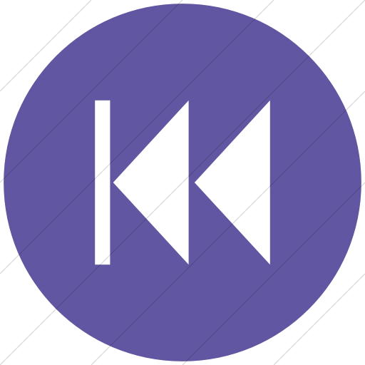Flat Circle White On Purple Classica Skip Back Arrow Icon