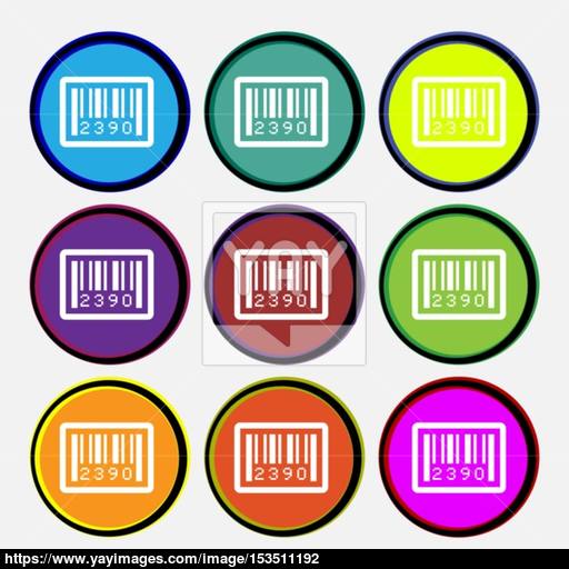 Barcode Icon Sign Nine Multi Colored Round Buttons Vector Vector