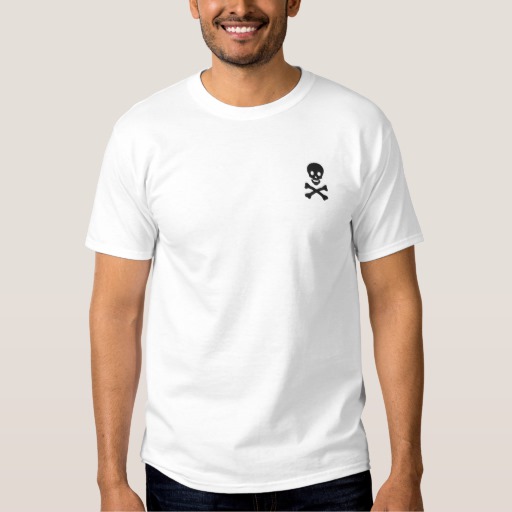 Skull And Crossbones Embroidered T Shirt