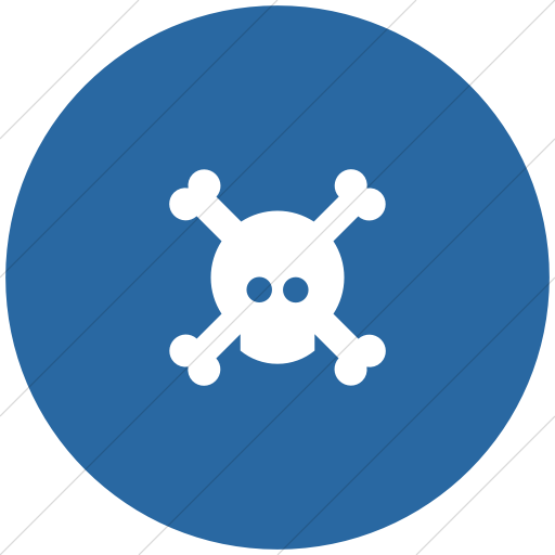 Flat Circle White On Blue Foundation Skull Icon
