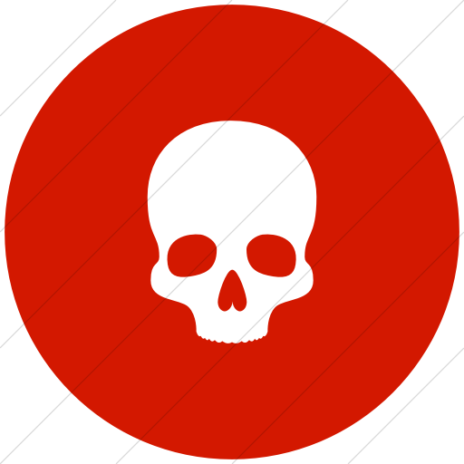 Flat Circle White On Red Raphael Skull Icon