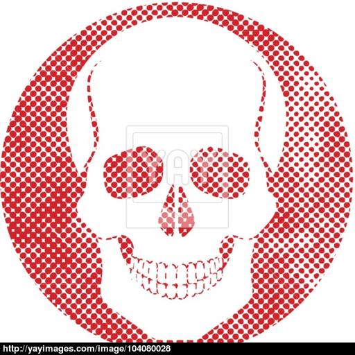 Skull Vector Icon With Pixel Print Halftone Dots Texture Vector