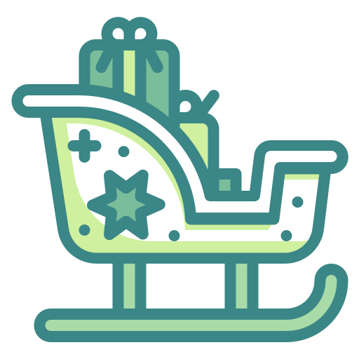 Christmas, Claus, Gifts, Santa, Sledge, Sleigh, Winter Icon