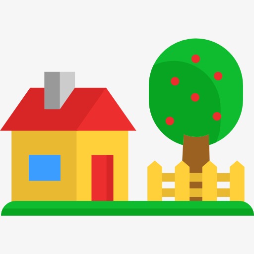 Small House Near A Tree, Tree Clipart, House, Cartoon Png Image