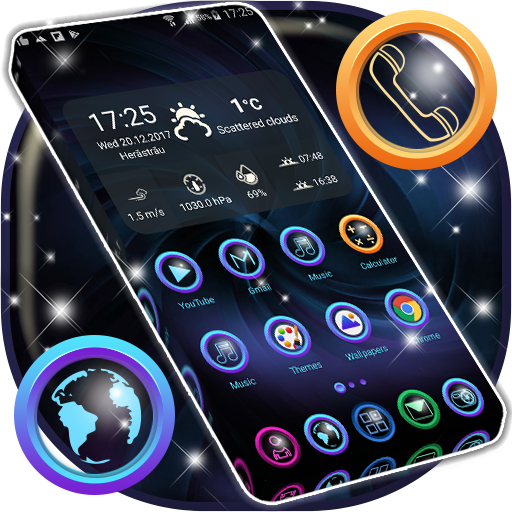 Hd Dark Blue Launcher Theme App Blue Abstract Art, Modern Icons