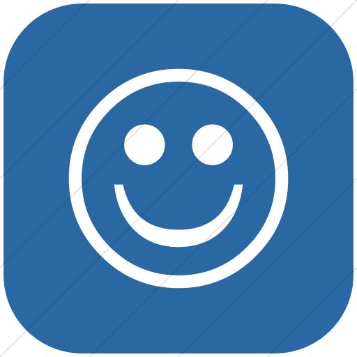 Flat Rounded Square White On Blue Classic Emoticons