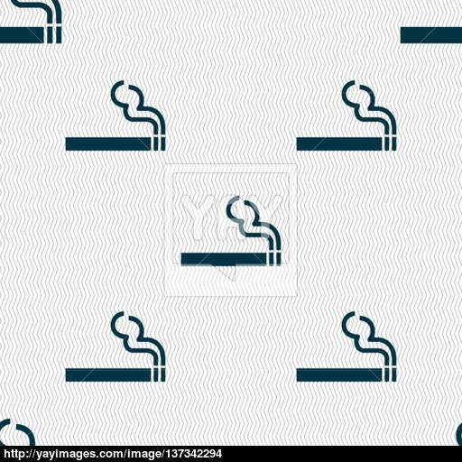 Cigarette Smoke Icon Sign Seamless Pattern With Geometric Texture