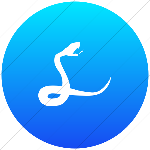Flat Circle White On Ios Blue Gradient Animals Snake Icon