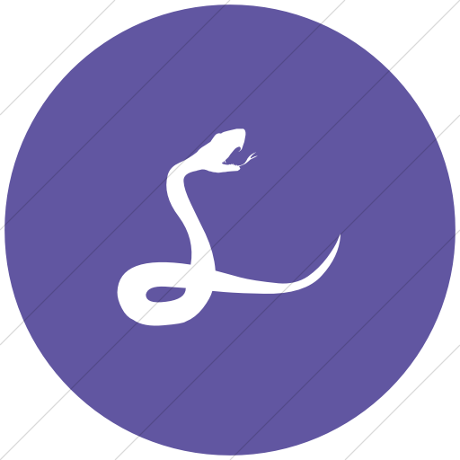 Flat Circle White On Purple Animals Snake Icon