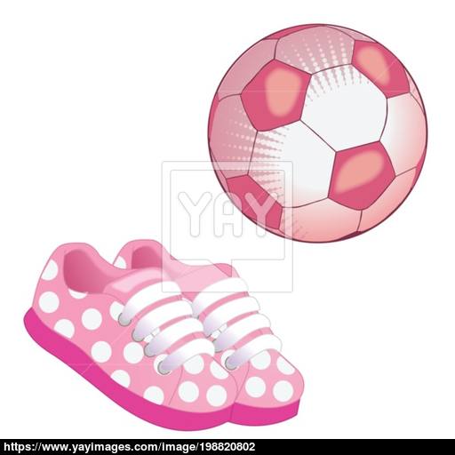 Soccer Ball And Pink Sneakers Icon Flat Vector Illustration