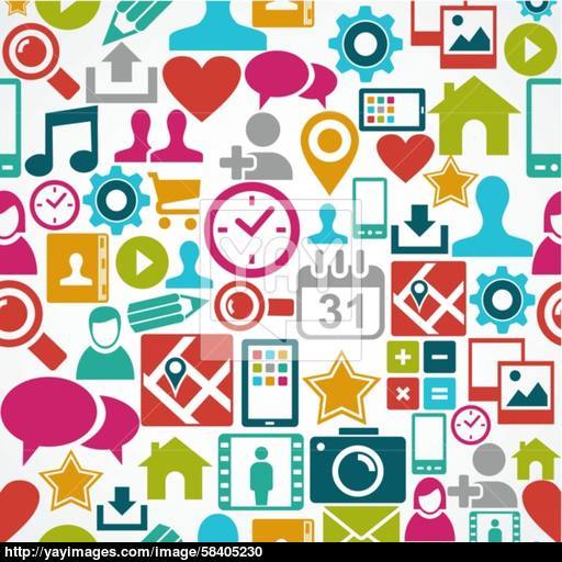 Social Media Network Icons Seamless Pattern Background Fi