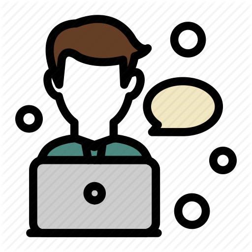 Bubble, Chat, Employee, Laptop, Man, Social, Work Icon