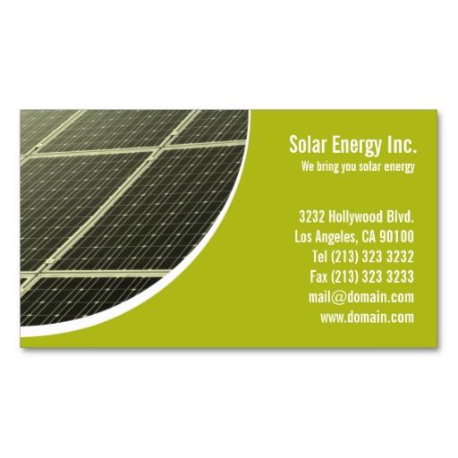 Solar Panel Green Energy Business Card Business