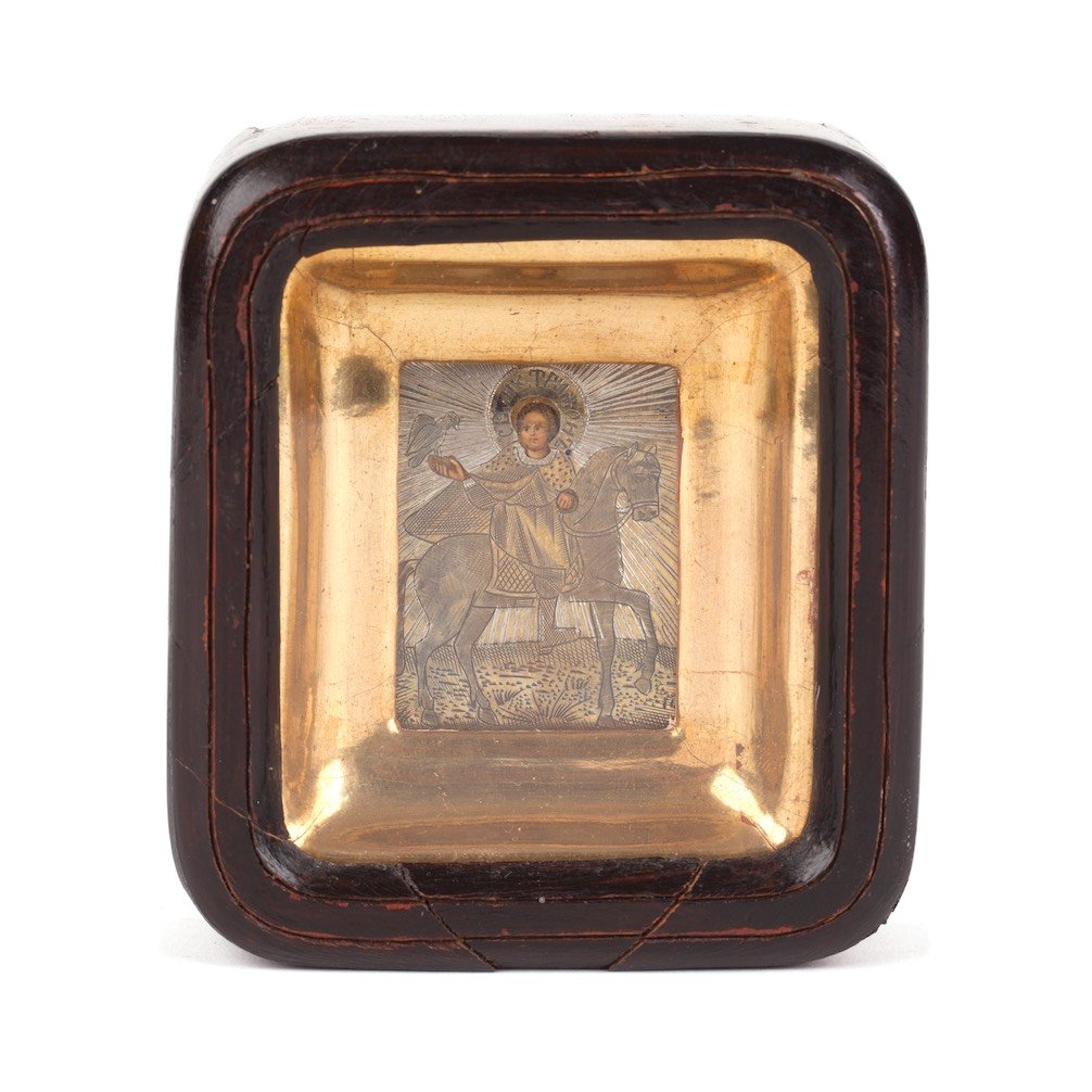 Small Russian Icon Of Saint Triphon In Kiot