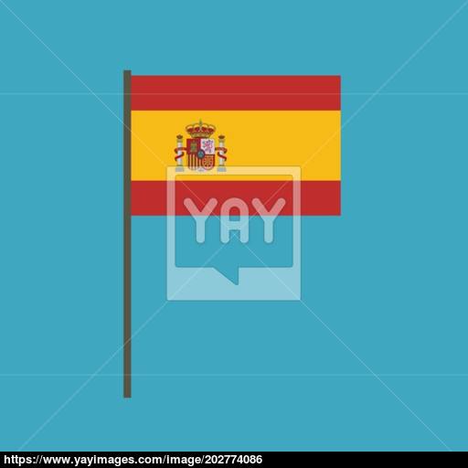 Spain Flag Icon In Flat Design Vector