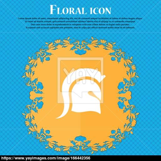 Spartan Helmet Icon Icon Floral Flat Design On A Blue Abstract
