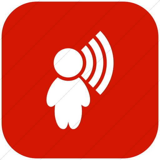 Flat Rounded Square White On Red Raphael Speaker Icon