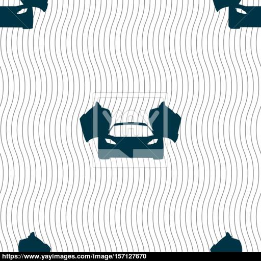 Sports Car Icon Sign Seamless Pattern With Geometric Texture