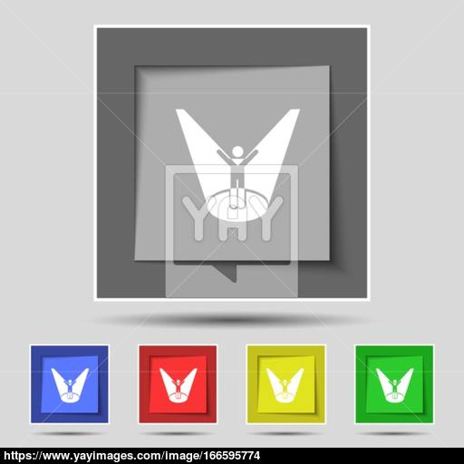 Spotlight Icon Sign On Original Five Colored Buttons Vector
