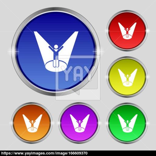Spotlight Icon Sign Round Symbol On Bright Colourful Buttons