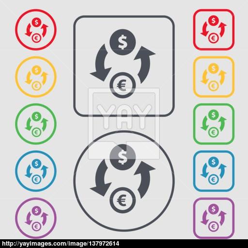 Currency Exchange Icon Sign Symbol On The Round And Square