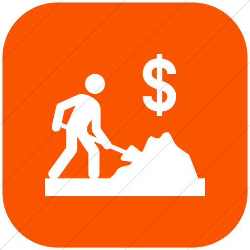 Flat Rounded Square White On Orange Iconathon Cash