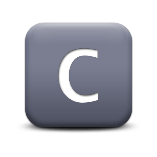 Cropped Matte Grey Square Icon Alphanumeric Letter C