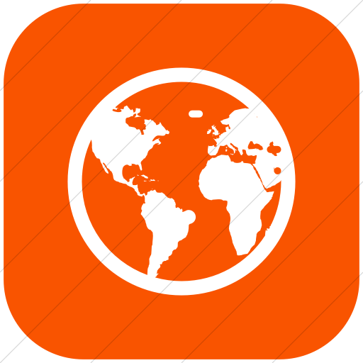 Flat Rounded Square White On Orange Broccolidry Globe Icon
