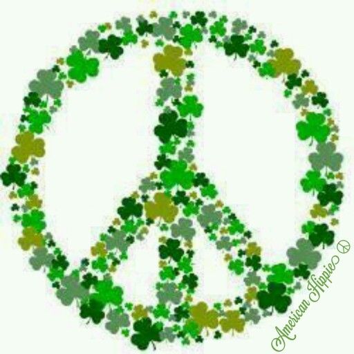 American Hippie Art Peace Sign St Patrick's Day My