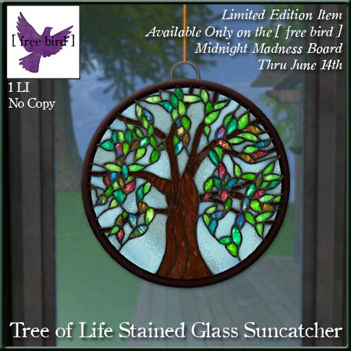 Free Bird Limited Edition Tree Of Life Stained Glass Suncatcher