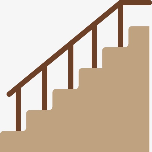 A Gray Staircase, Stairs, Armrest, Cartoon Png Image And Clipart