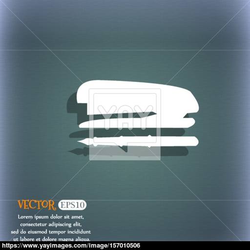 Stapler And Pen Icon On The Blue Green Abstract Background