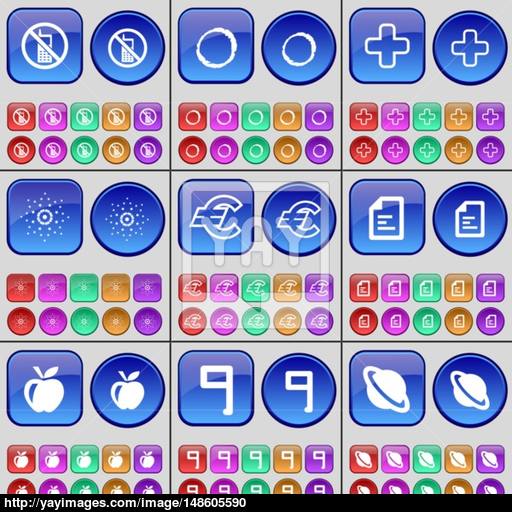 Mobile Phone, Zero, Plus, Star, Euro, Text File, Apple, Nine