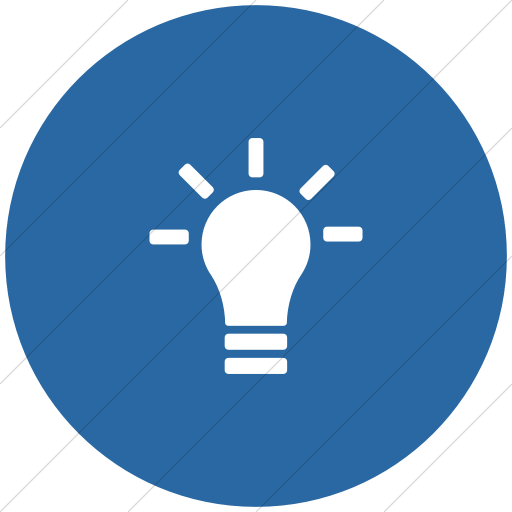 Flat Circle White On Blue Foundation Lightbulb Icon
