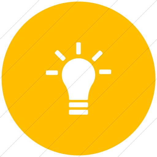 Flat Circle White On Yellow Foundation Lightbulb Icon