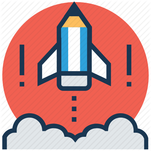 Creative Start, Creativity, Pencil Launch, Rocket Pencil, Startup Icon