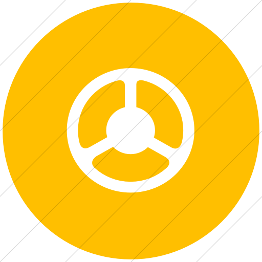 Flat Circle White On Yellow Classica Steering Wheel Icon