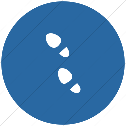 Flat Circle White On Blue Classica Foot Steps Icon
