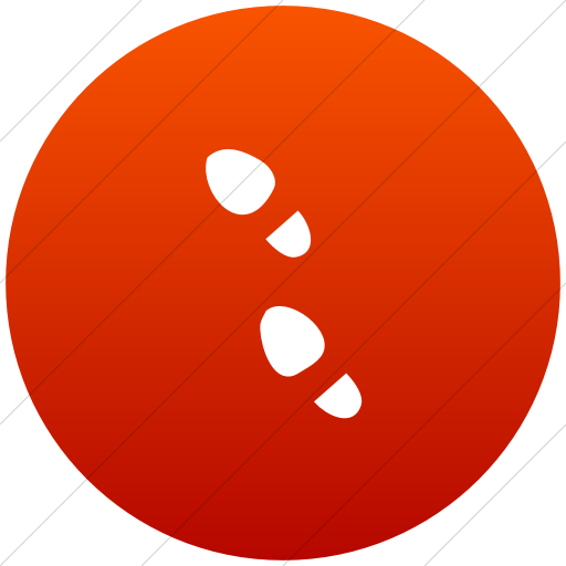 Flat Circle White On Red Gradient Classica Foot Steps Icon