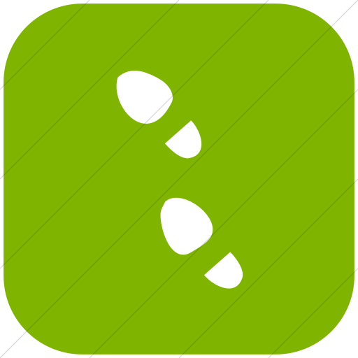 Flat Rounded Square White On Green Classica Foot Steps Icon