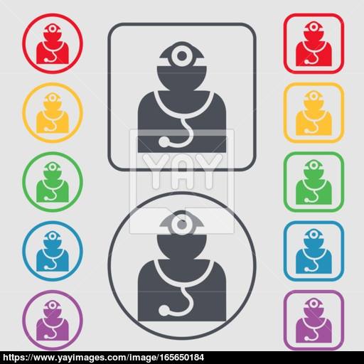 Doctor With Stethoscope Around His Neck Icon Sign Symbol