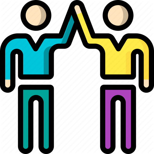 Five, High, Men, Standing, Stick Figure Icon