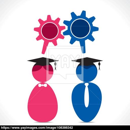 Graduate Student Icon With Gear Shape Message Bubble Vector Vector